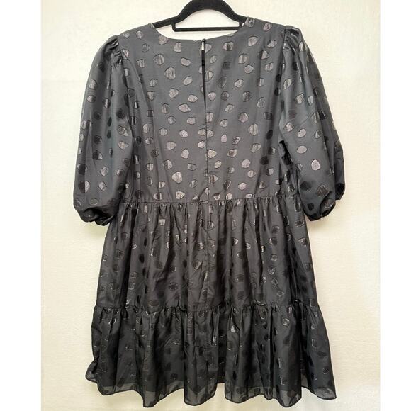 Ann Taylor Chiffon Baby Doll Polka Dot Dress, Size M - Picture 2 of 5